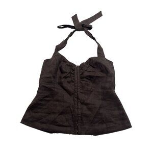 Bardot Rixton Linen Halter Top in Chocolate